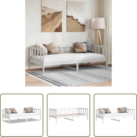 vidaXL Sofá cama sin colchón -  Sofá cama sin colchón madera maciza de pino blanco 90x200 cm
