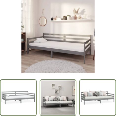 vidaXL Sofá cama sin colchón -  Sofá cama sin colchón madera maciza de pino gris 90x200 cm