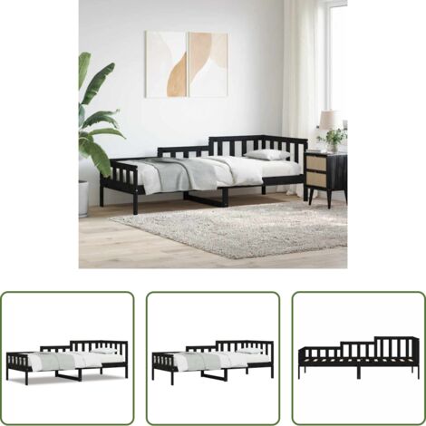 vidaXL Sofá cama sin colchón -  Sofá cama sin colchón madera maciza de pino negro 80x200 cm