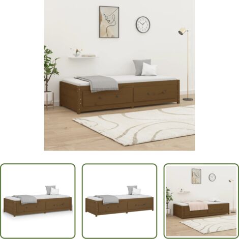 vidaXL Sofá cama sin colchón -  Sofá cama sin colchón madera maciza pino marrón miel 80x200 cm