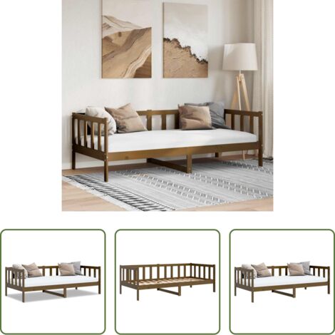 vidaXL Sofá cama sin colchón -  Sofá cama sin colchón madera maciza pino marrón miel 90x200 cm