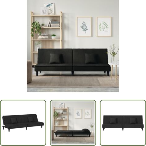 vidaXL Sofá cama terciopelo -  Sofá cama de terciopelo negro