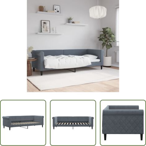 vidaXL Sofá cama terciopelo -  Sofá cama terciopelo gris oscuro 80x200 cm