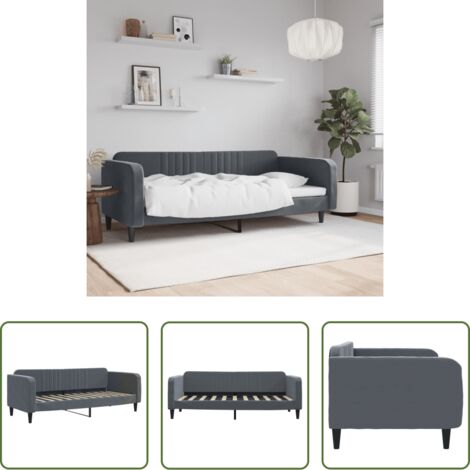 vidaXL Sofá cama terciopelo -  Sofá cama terciopelo gris oscuro 90x190 cm