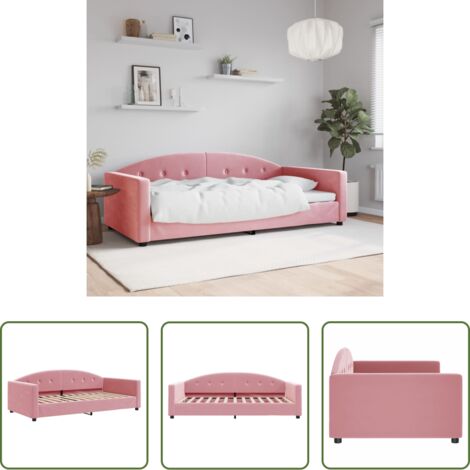 vidaXL Sofá cama terciopelo -  Sofá cama terciopelo rosa 100x200 cm