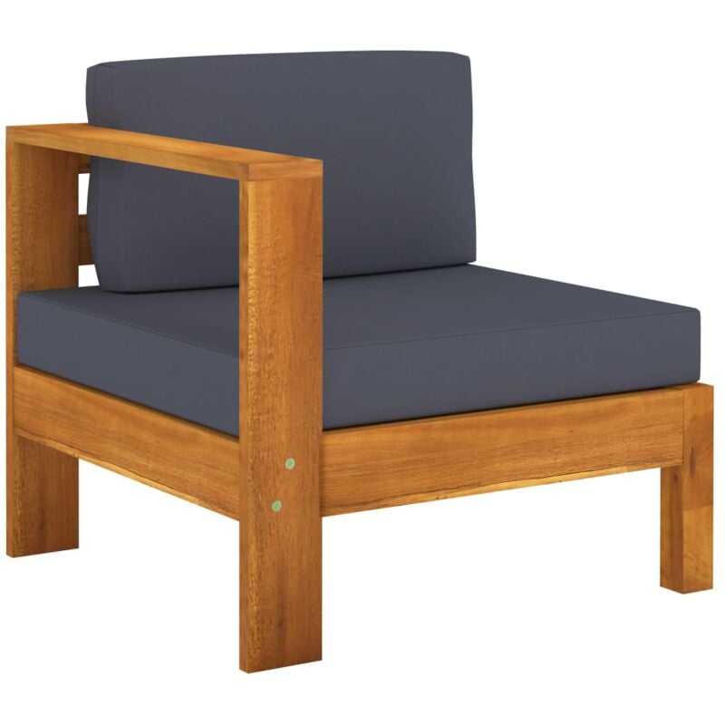 

vidaXL Sofá central con 1 reposabrazos madera acacia gris oscuro - Marrón