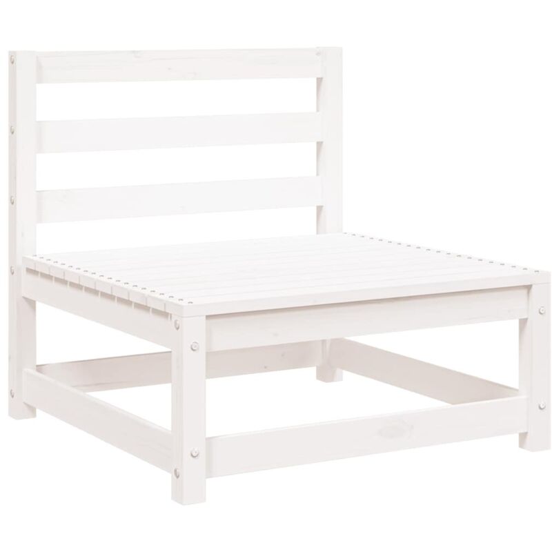 

vidaXL Sofá central de jardín blanco madera maciza de pino - Blanco
