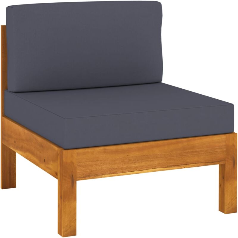 

vidaXL Sofá central de madera de acacia con cojines gris oscuro - Gris