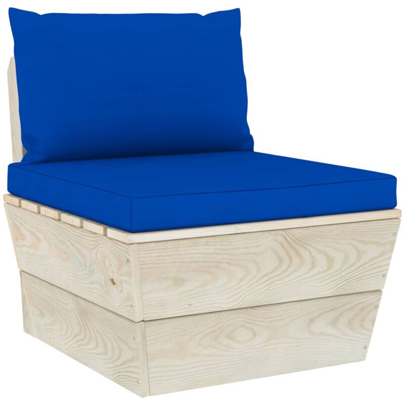 

vidaXL Sofá central de palets jardín cojines madera abeto impregnada - Azul