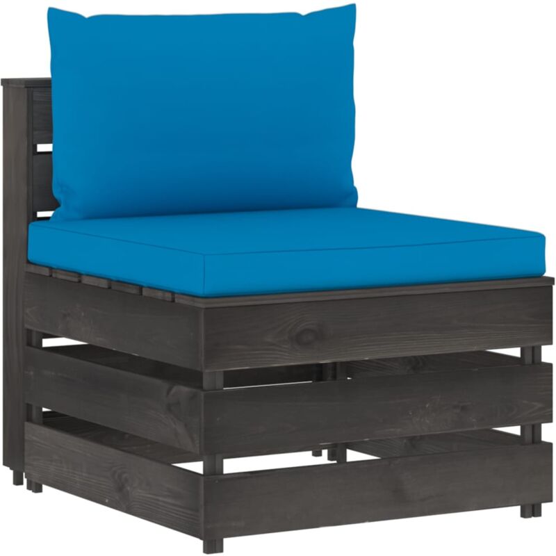 

vidaXL Sofá central seccional con cojines madera impregnada gris - Azul
