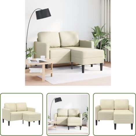 vidaXL Sofá con chaise -  Sofá de 2 plazas con chaise longue en forma de L crema 125 cm