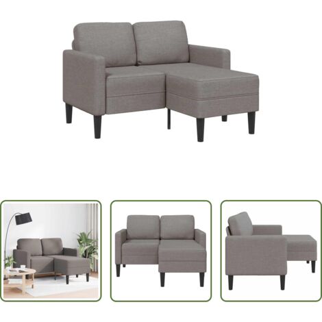 vidaXL Sofá con chaise -  Sofá de 2 plazas con chaise longue en forma L gris topo 125 cm