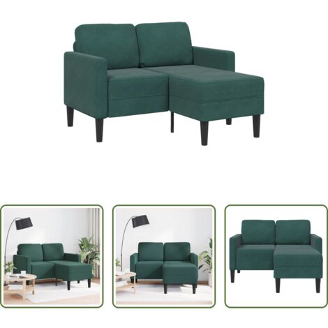 vidaXL Sofá con chaise -  Sofá de 2 plazas con chaise longue forma L verde oscuro 125 cm