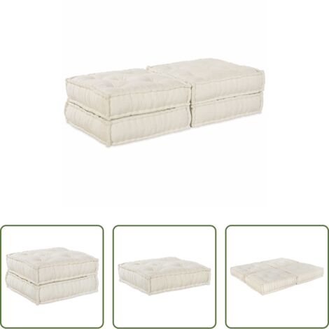 vidaXL Sofá crema - Sofá modular de patchwork 2 pcs Crema 140 x 70 x 36 cm tela