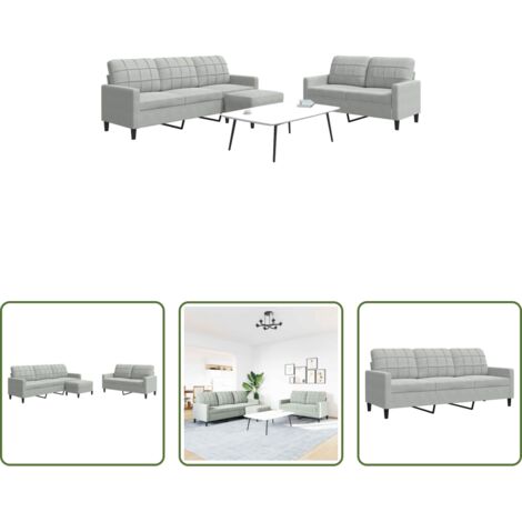 vidaXL Sofá de 2 plazas -  Juego de sofás con cojines 3 piezas terciopelo gris claro
