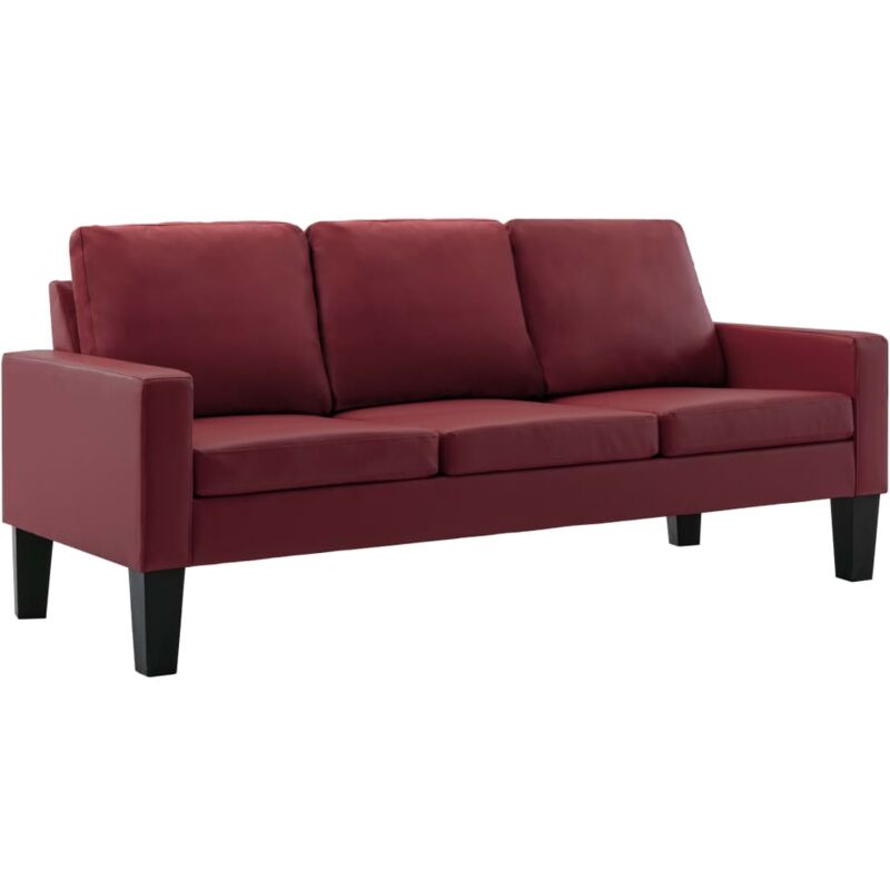 

Sofá de Cuero Sintético de 3 Plazas Rojo Vino Tinto - Rojo - Vidaxl
