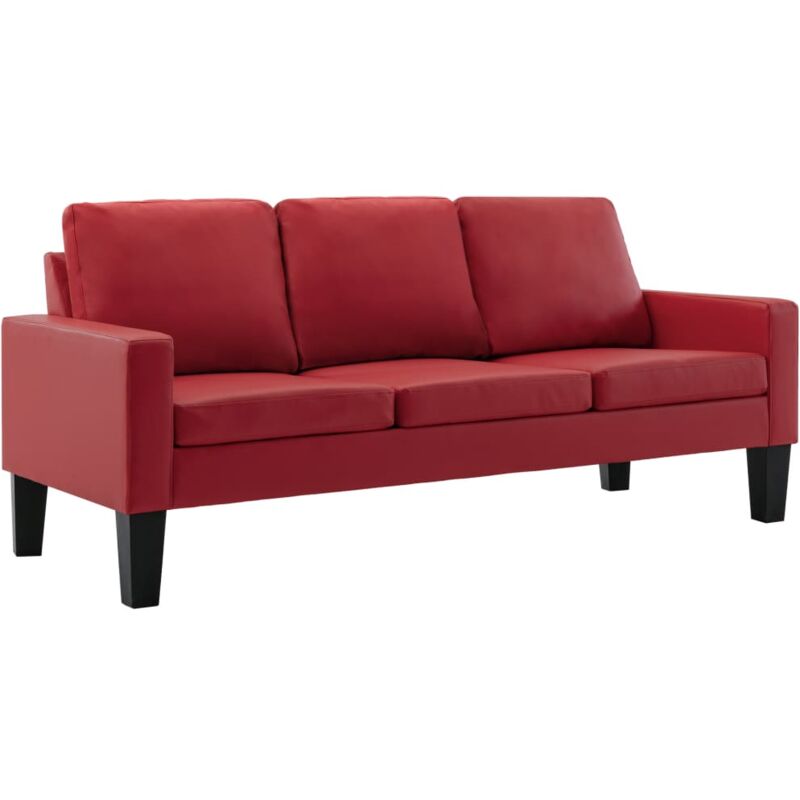 

vidaXL Sofá de Cuero Sintético de 3 Plazas Rojo - Rojo