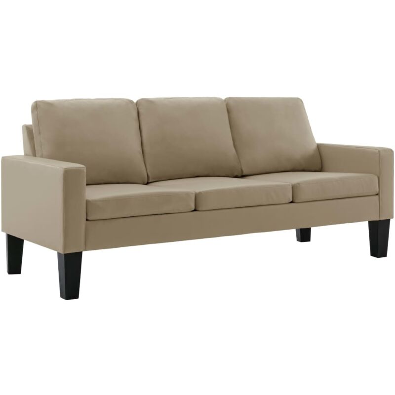 

Sofá de Cuero Sintético de 3 Plazas Capuchino - Marrón - Vidaxl