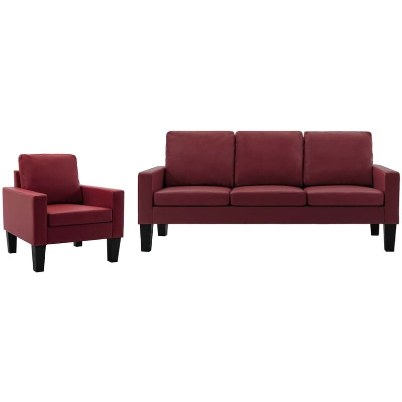 

Sofá de Cuero Sintético de 1 Pieza 3 Piezas Rojo Vino Tinto - Rojo - Vidaxl