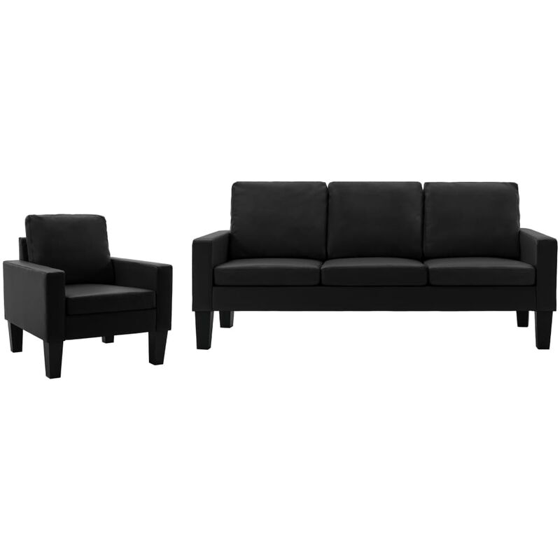 

Sofá de Cuero Sintético de 1 Pieza 3 Piezas Negro - Negro - Vidaxl