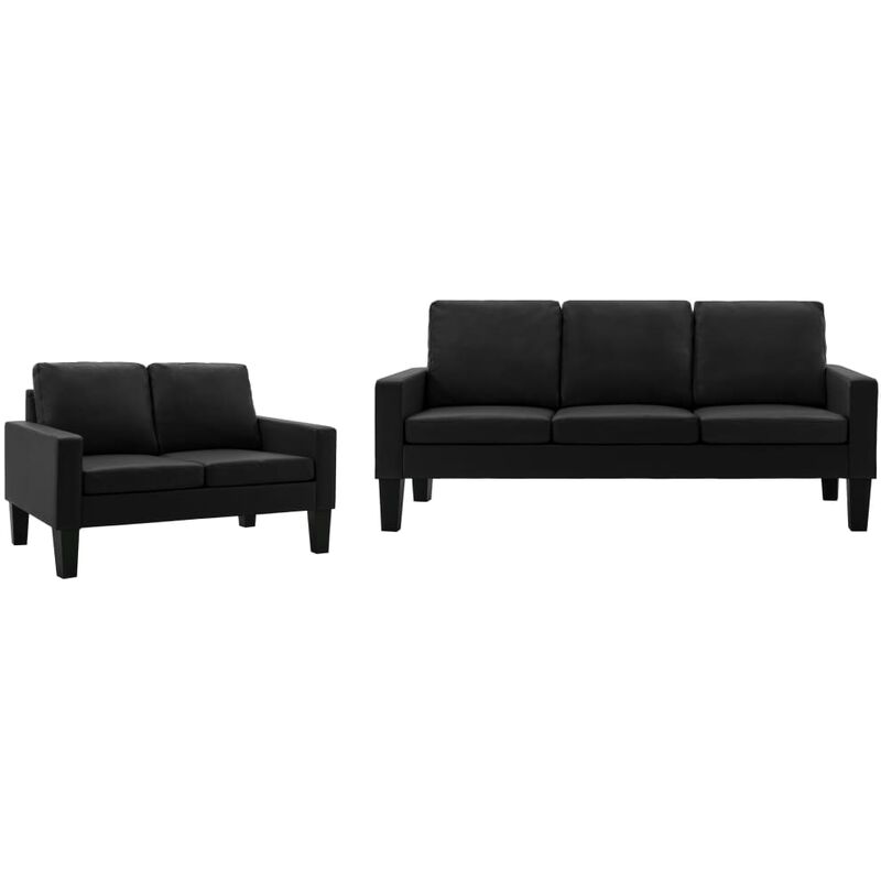 

Sofá de Cuero Sintético de 2 Piezas 3 Piezas Negro - Negro - Vidaxl