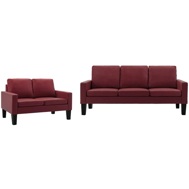 

Sofá de Cuero Sintético de 2 Piezas 3 Piezas Rojo Vino Tinto - Rojo - Vidaxl