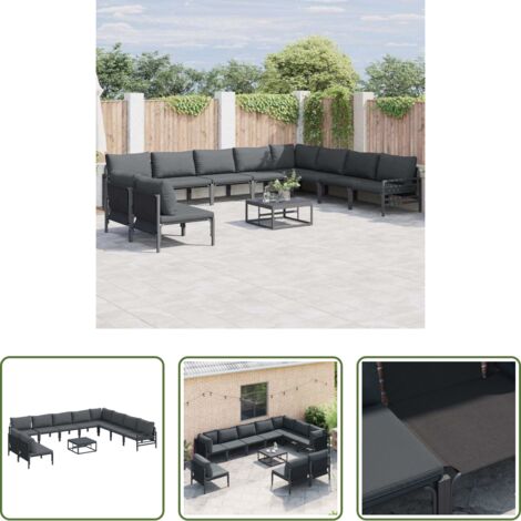 vidaXL Sofá de acero -  Conjunto de sofá de jardín Antracita Acero