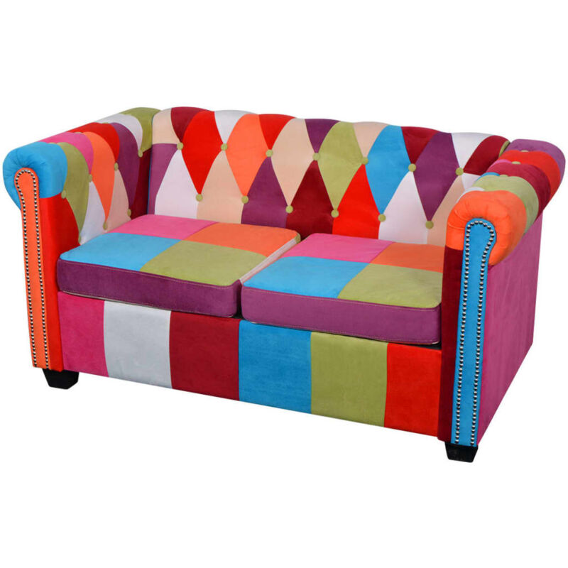 

Sofá Chesterfield de Tela 2 Plazas - Multicolor - Vidaxl