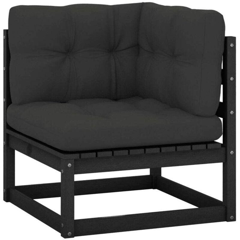 

vidaXL Sofá de esquina de jardín cojines gris antracita madera acacia - Negro