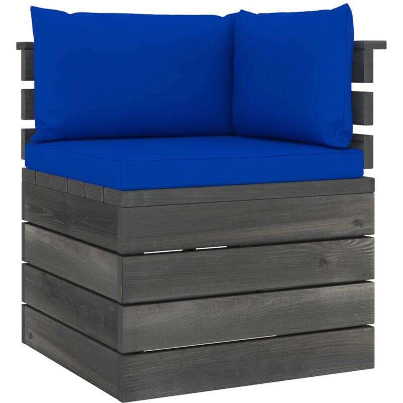 

vidaXL Sofá de esquina de palés para jardín con cojines madera de pino - Azul