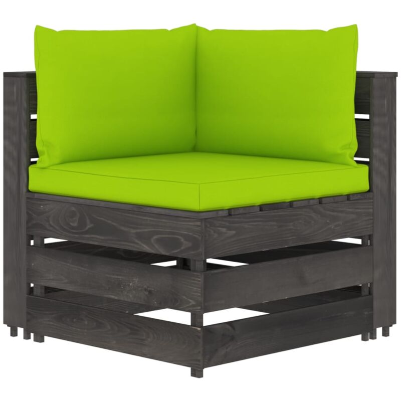 

vidaXL Sofá de esquina seccional con cojines madera impregnada gris - Verde