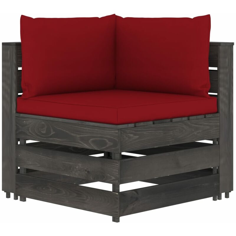 

vidaXL Sofá de esquina seccional con cojines madera impregnada gris - Rojo