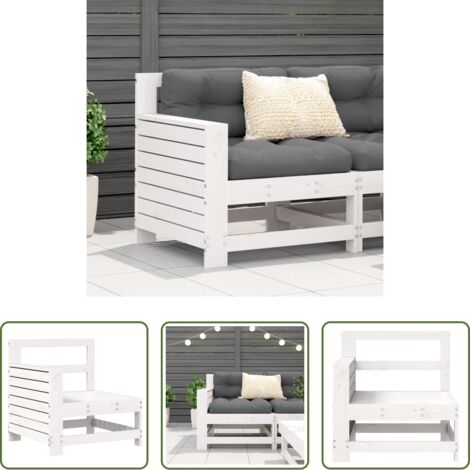 vidaXL Sofá de exterior -  Sofá de jardín con reposabrazos madera pino blanco 69x62x70,5cm