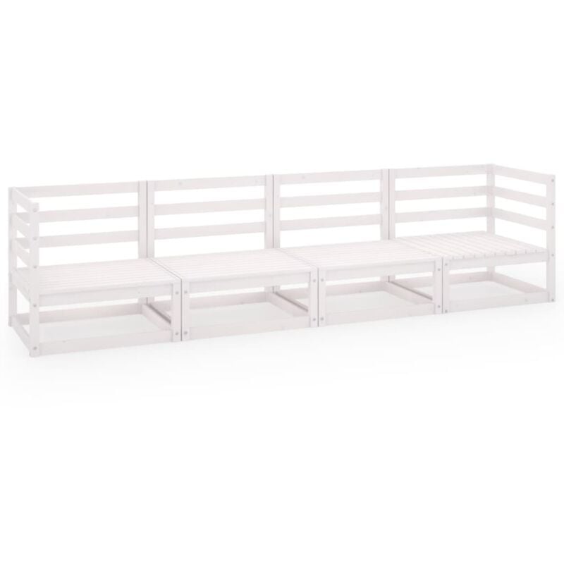 

Vidaxl - Sofá de jardín 4 plazas blanco madera maciza pino - Blanco