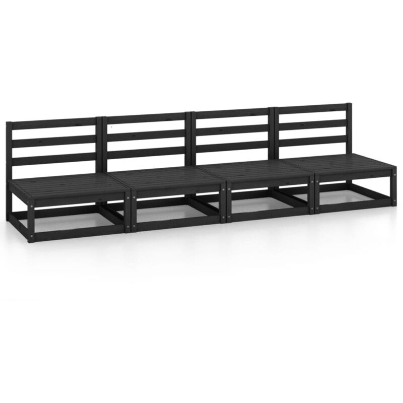 

Vidaxl - Sofá de jardín 4 plazas negro madera maciza de pino - Negro