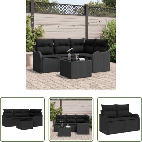 vidaXL Sofá de jardín beige -  Conjunto de sofá de jardín 5 pcs Beige ratán sintético