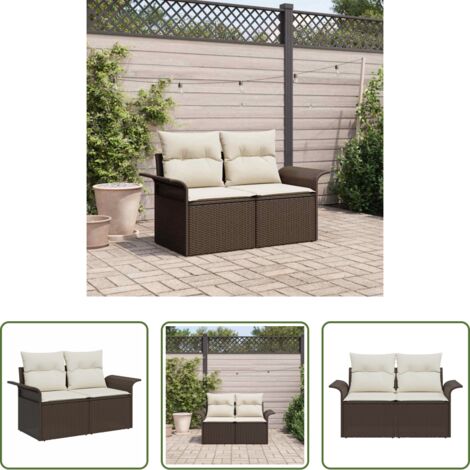 vidaXL Sofá de jardín marrón -  Sofá de jardín Marrón 141 x 62 x 69 cm ratán sintético