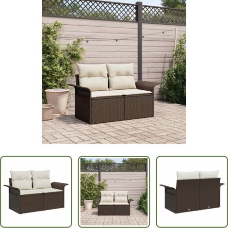 vidaXL Sofá de jardín marrón -  Sofá de jardín Marrón 141 x 62 x 69 cm ratán sintético