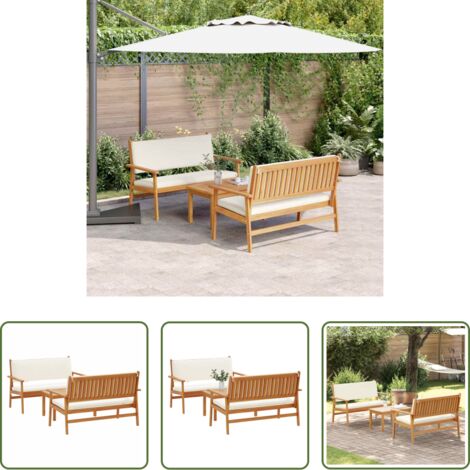 vidaXL Sofá de madera -  Conjunto de sofás de jardín 3 pcs Marrón 120 x 65,5 x 79 cm