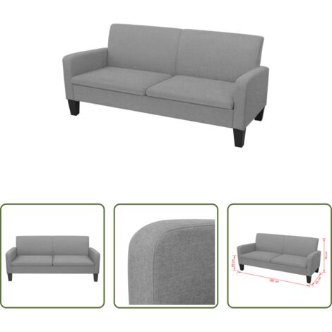 vidaXL Sofá de madera -  Sofá de 3 plazas gris claro 180x65x76 cm