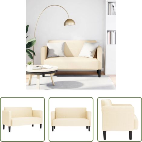 vidaXL Sofá de madera -  Sofá Loveseat color crema 109 cm tejido de pana
