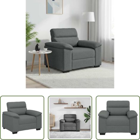 vidaXL Sofá de madera y metal -  Sillón Sofá Tela Gris Oscuro 100x81x84 cm