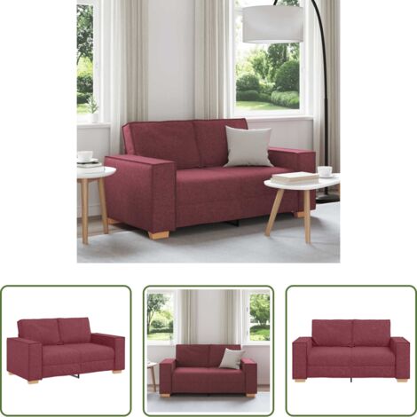 vidaXL Sofá de madera y metal -  Sofá de 2 plazas de tela color rojo vino, 160x78x84 cm