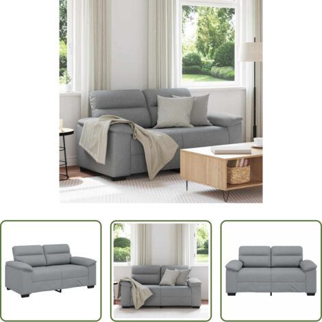 vidaXL Sofá de madera y metal -  Sofá de 2 plazas de tela gris claro 160x81x84 cm