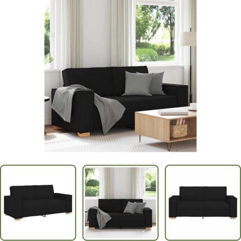 vidaXL Sofá de madera y metal -  Sofá de 2 plazas de tela negra, 180x78x84 cm