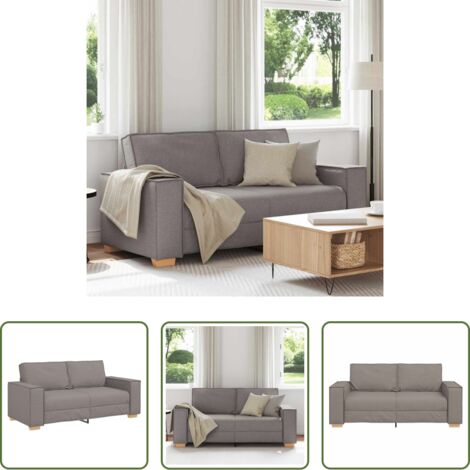 vidaXL Sofá de madera y metal -  Sofá de 2 plazas gris topo 180x78x84 cm tela