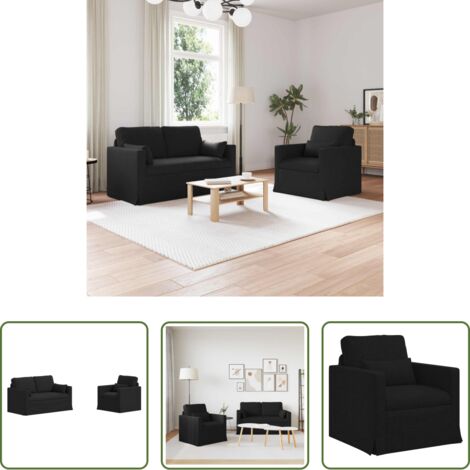 vidaXL Sofá de metal -  Juego de Sofá 2 pcs Negro 139 x 78 x 80 cm tela