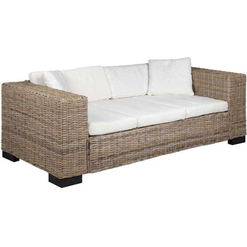 

Sofá de Ratán Natural 3 Plazas - Marrón - Vidaxl