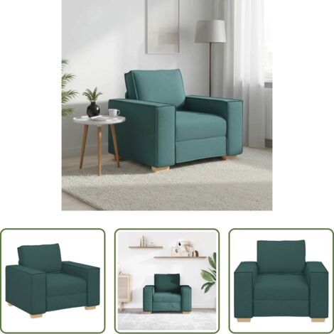 vidaXL Sofá de tela -  Sillón Sofá Tela Verde Oscuro 100x78x84 cm