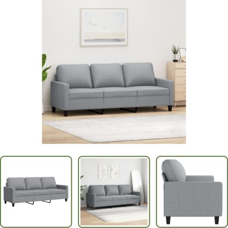 vidaXL Sofá de tela -  Sofá de 3 plazas de tela gris claro 180 cm
